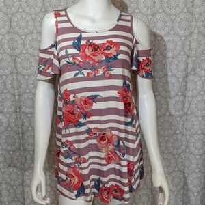 Floral Striped Tunic EUC